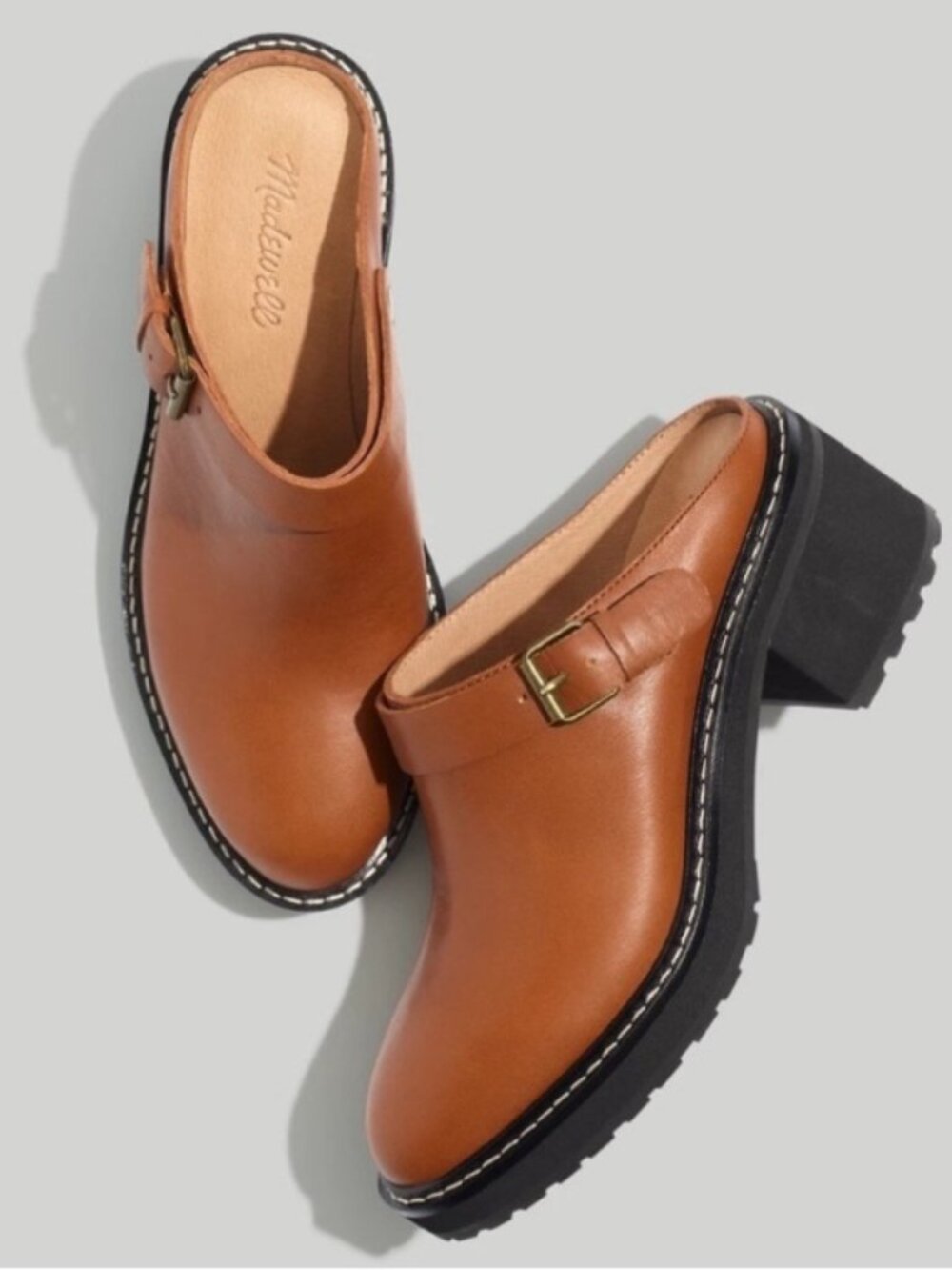 Madewell the Willa convertible-strap mule in leather NWOT English Saddle - Picture 8 of 8